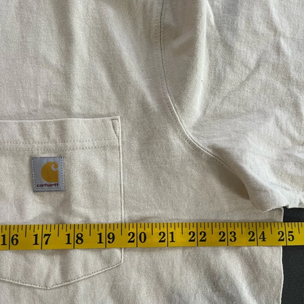 Carhartt Womens Cotton Lose Fit Short Sleeve Tee Cream Pocket T-Shirt Xl New - Picture 6 of 7